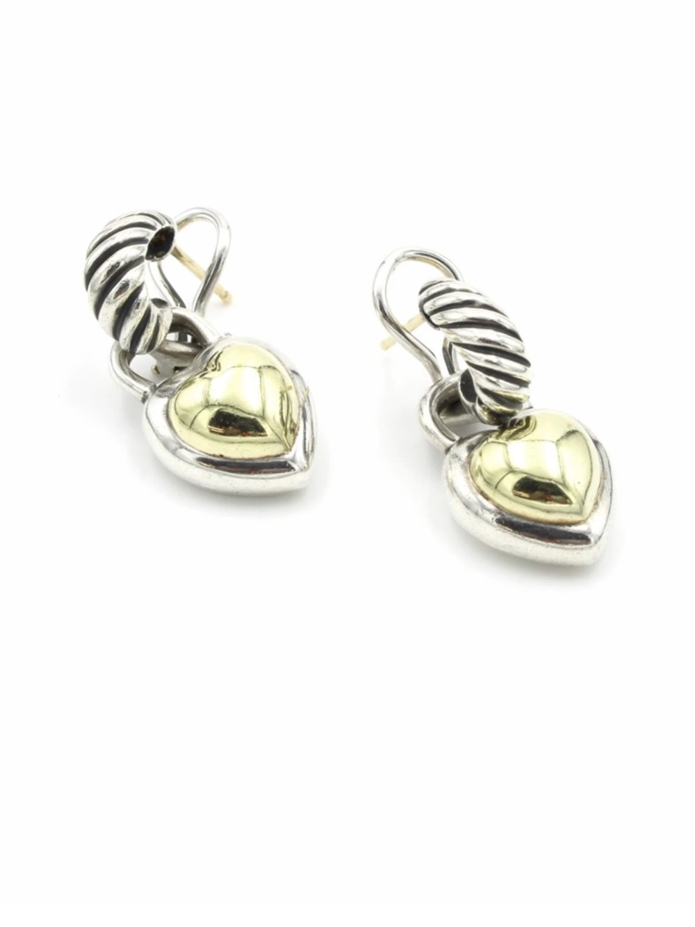 Authentic David Yurman Sterling silver 14k drop heart earrings